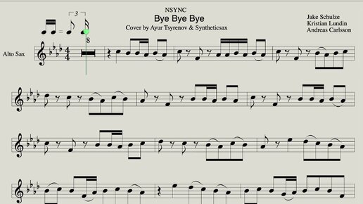 NSYNC - Bye Bye Bye - Ноты для саксофона альт- Кавер версия от Ayur Tsyrenov & саксофониста Syntheticsax - саундтрек из фильма Дедпул