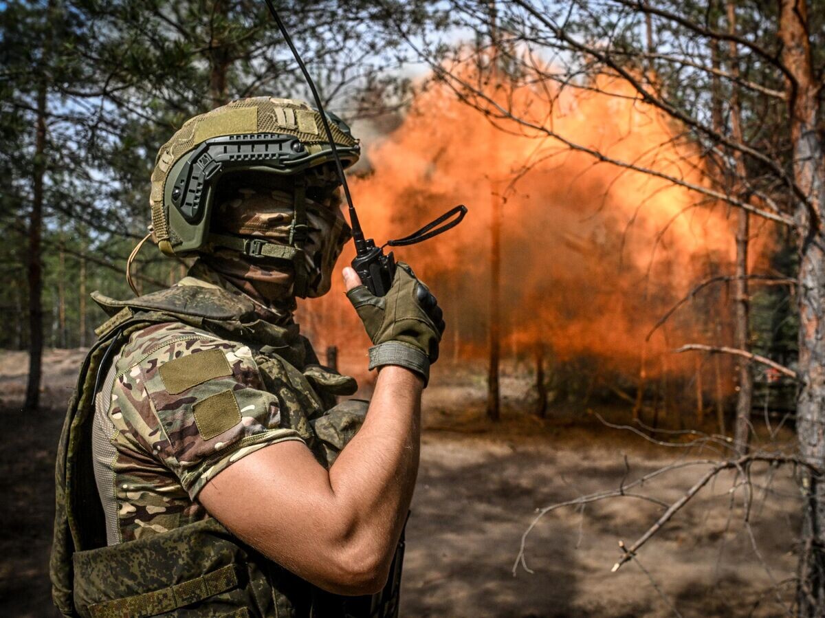    Военнослужащий артиллерийского расчета самоходной артиллерийской установки© РИА Новости / Сергей Бобылев