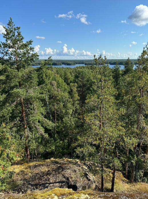 вид с горы на озеро и архипелаги