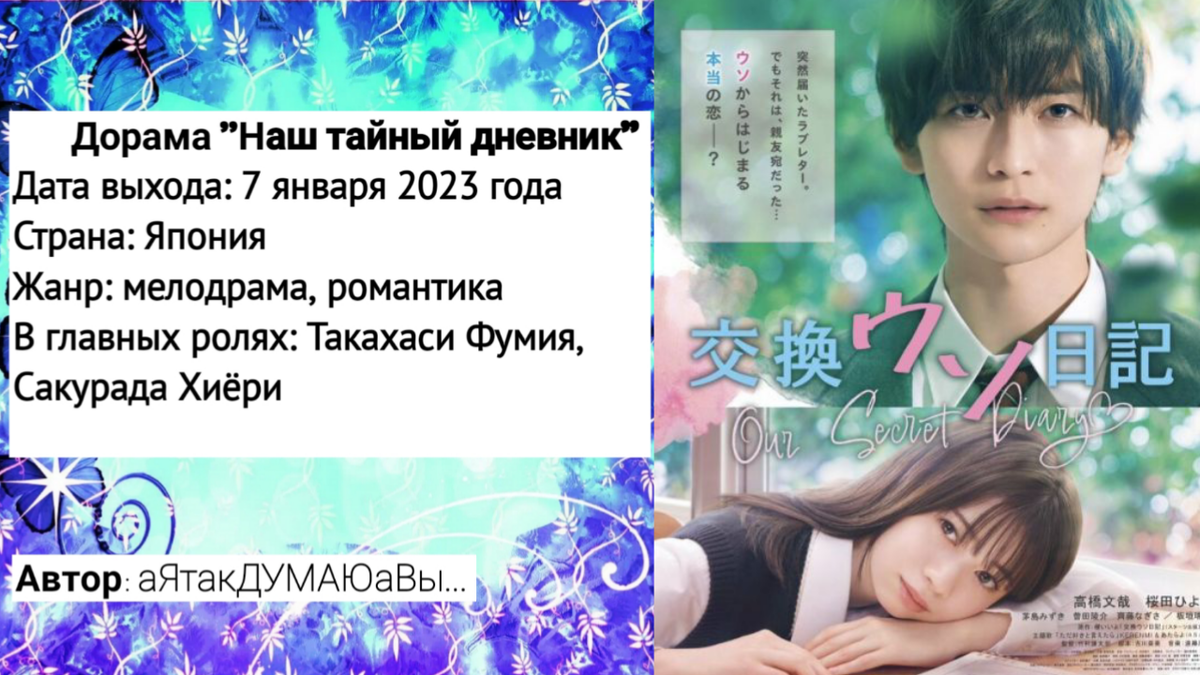 Коллаж создан автором этой статьи. В нем использован постер к дораме "Наш тайный дневник" 2023 года. Источник: https://5.dorama.live/dorama/nash_taynyy_dnevnik/#photo-1