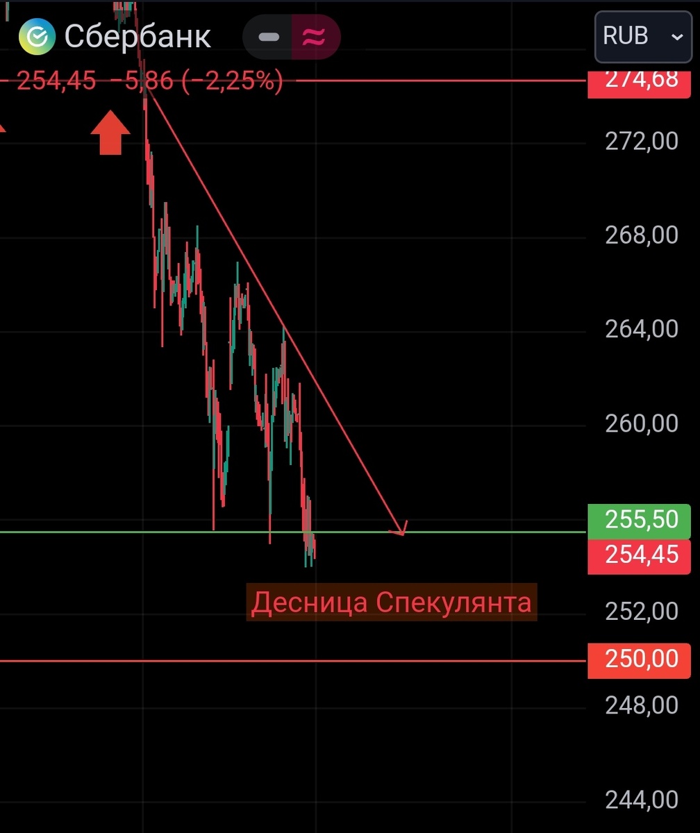 Акции Сбербанка, часовой график.