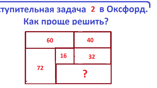 Геометрическая вступительная задача в Оксфорд 2. Решите без применения дробей