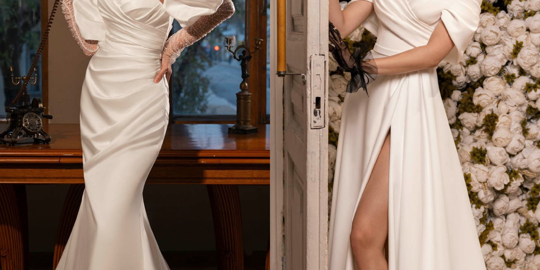 Атласные свадебные платья