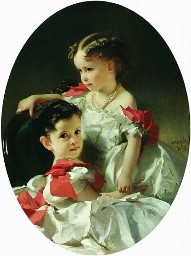 Портрет Марии Львовны и Софьи Львовны Перовских. Худ. И.К. Макаров, 1859 г.