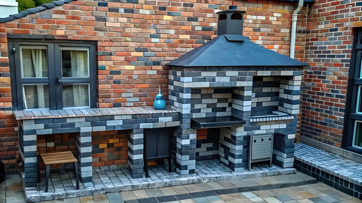 Мангал из лего-кирпича возле дома