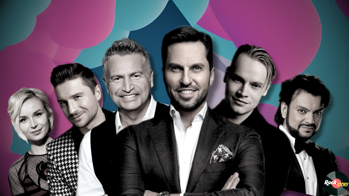 На фотографии: Полина Гагарина, Сергей Лазарев, Леонид Агутин, Александр Рева, Ярослав Дронов и Филипп Киркоров