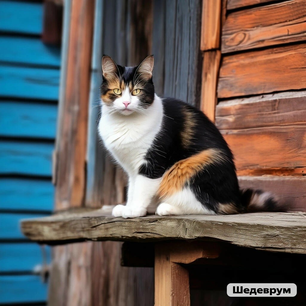 Типаж Муси. Кошка-богатка, любимица бабы Вали. Дом как раз таки и был наполовину неокрашенный, наполовину синий, шестерка тоже синяя, только в этом доме никто не был синим в плохом смысле!