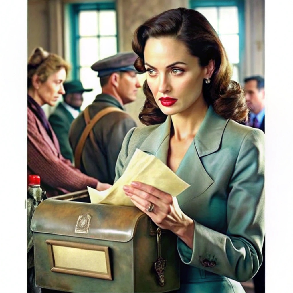 Сотрудница упаковывает письмо в сумку