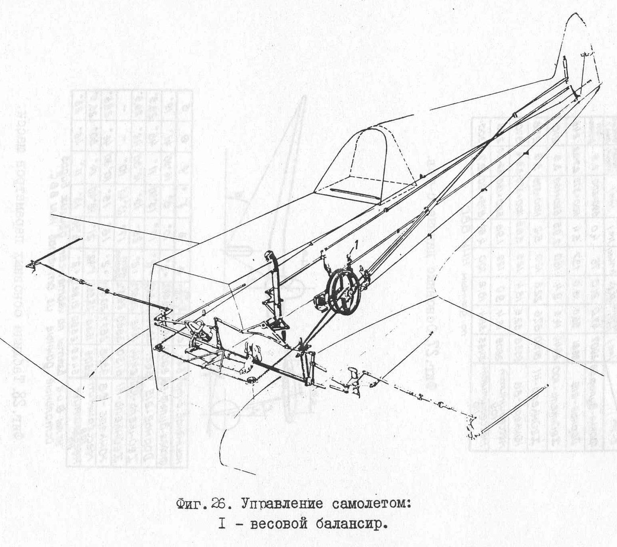 Схема управления самолетом и механизацией крыла серийного Bf 109E – на предыдущих модификациях отличается отсутствием весового балансира поз. 1. Чертеж из книги: Общее описание самолета Мессершмитт Ме-109 Е-3 (по материалам БНТ, НИИ, ЦИАМ и фирменным описаниям). Сост. И.В. Щепетков. М. Издательство БНТ НКАП, - 1941 г.