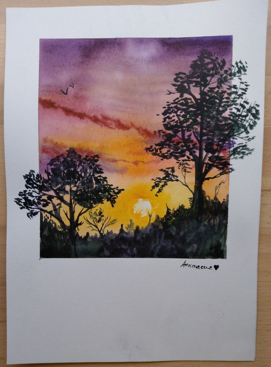 работа моей ученицы на курсе «Акварель» возраст ~12 лет