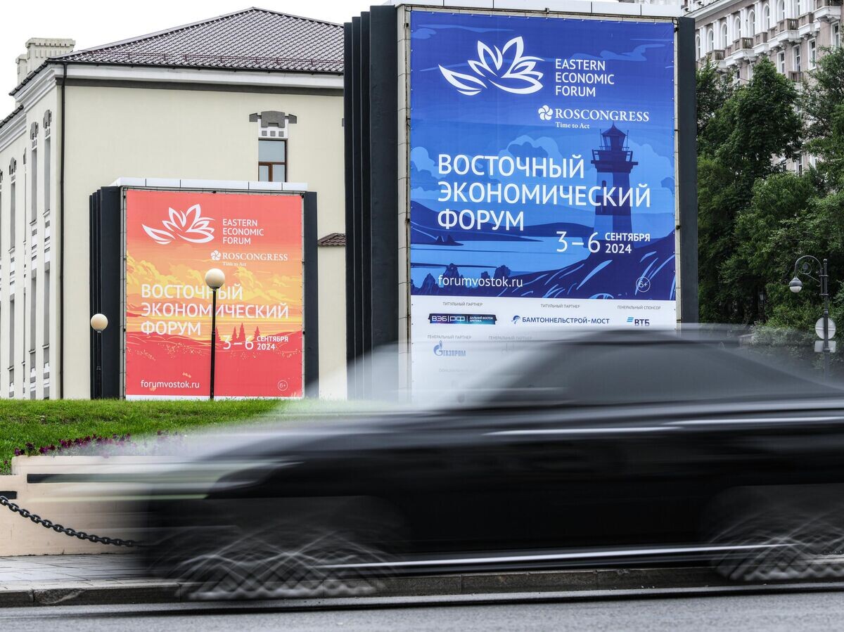    Баннер в преддверии Восточного экономического форума во Владивостоке© РИА Новости / Александр Кряжев