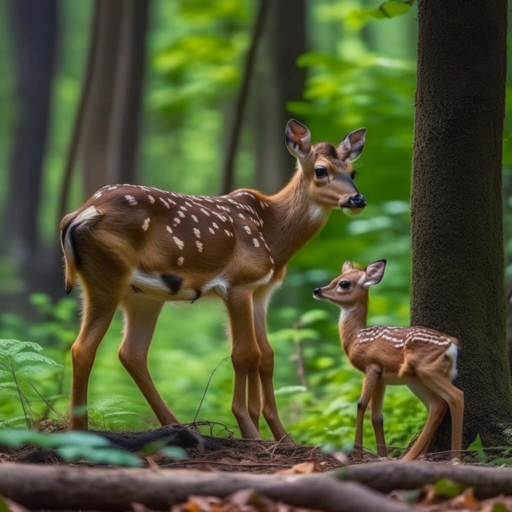 Самка с детенышем Пампасного оленя, Уругвай
