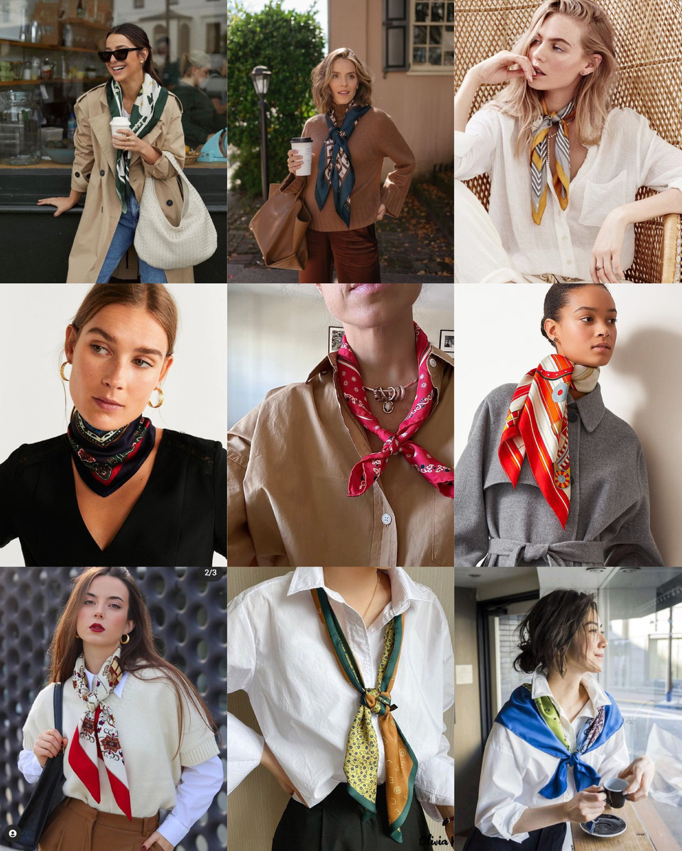 Варианты ношения платков на шее