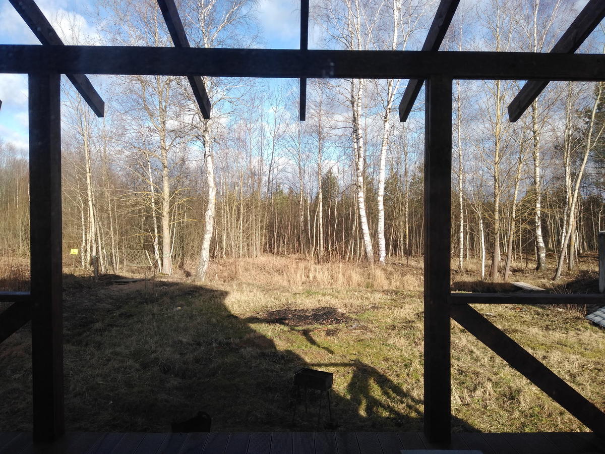 Крыша без подложки, я по ней еще хотела девичий виноград пустить, как по перголе