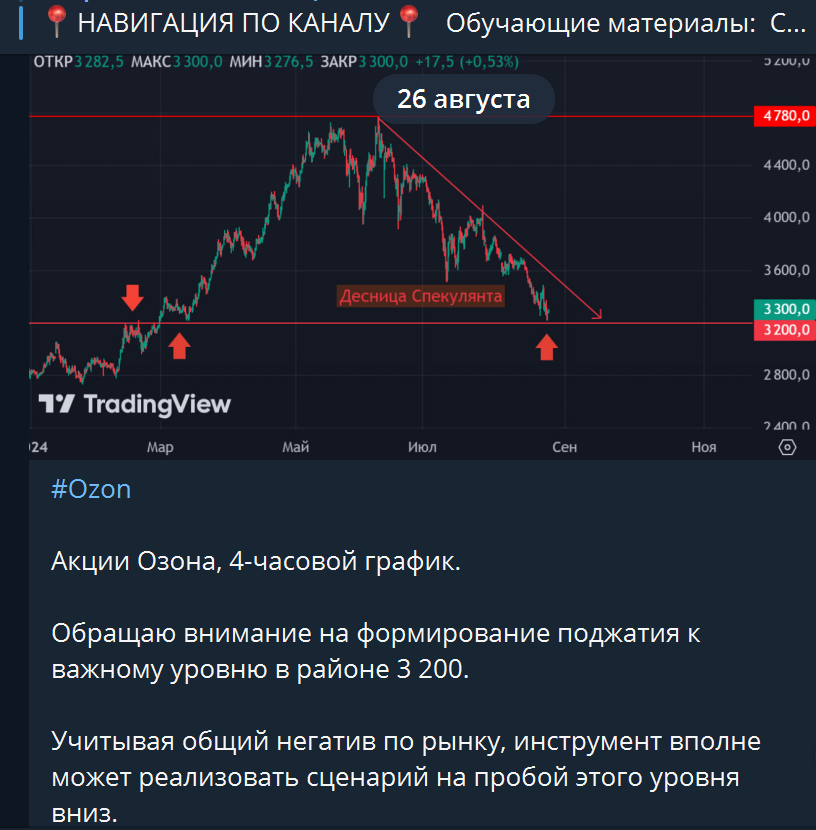 Скрин от 26 августа из телеграм канала «Десница Спекулянта».