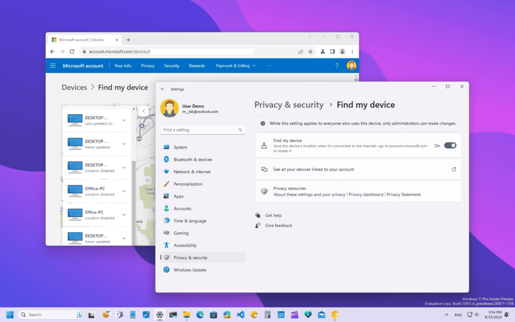Enable find device. Enable find device