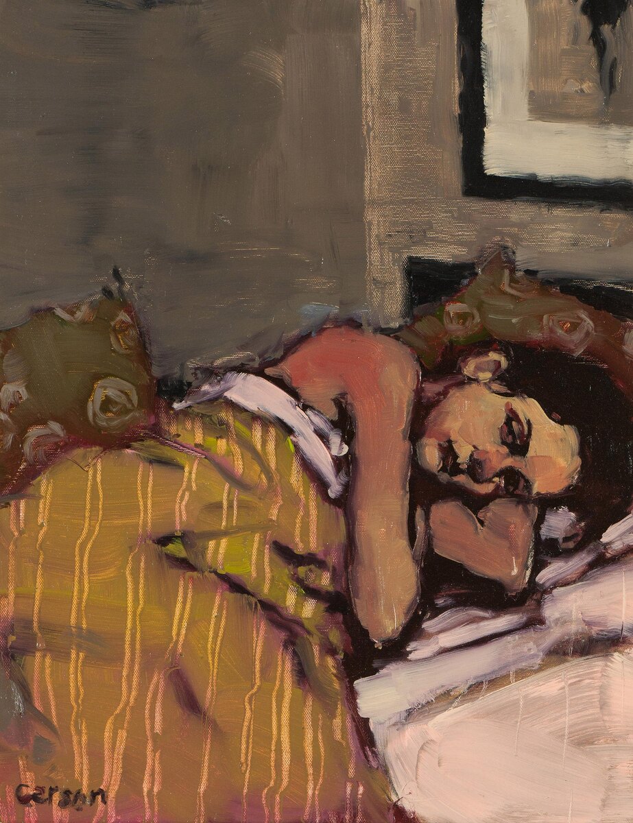 Майкл Карсон.  Woman under Striped Covers