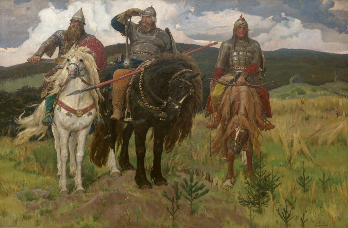    «Богатыри». Виктор Васнецов. 1881—1898.  Размер полотна 295,3 × 446 см.