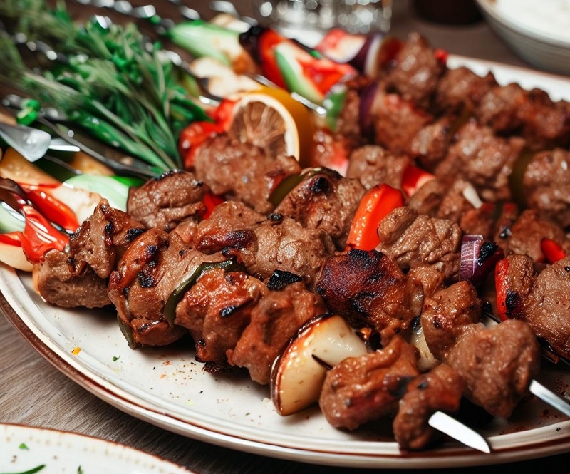 Шашлык, приготовленный на костре.