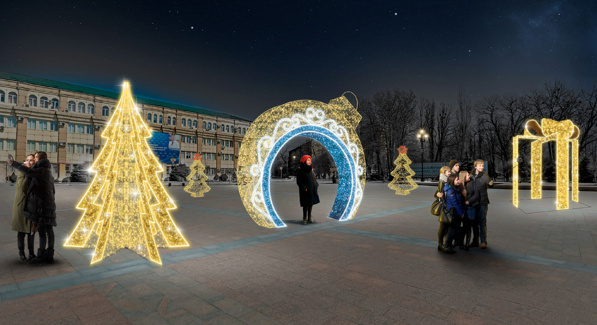 Визуализация новогоднего оформления от компании Декоис