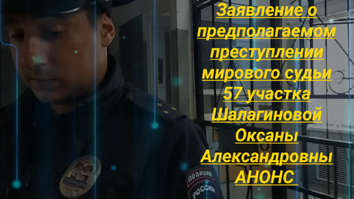 Заявление о предполагаемом преступлении мирового судьи 57 Шалагиновой Оксаны Юрист Вадим Видякин