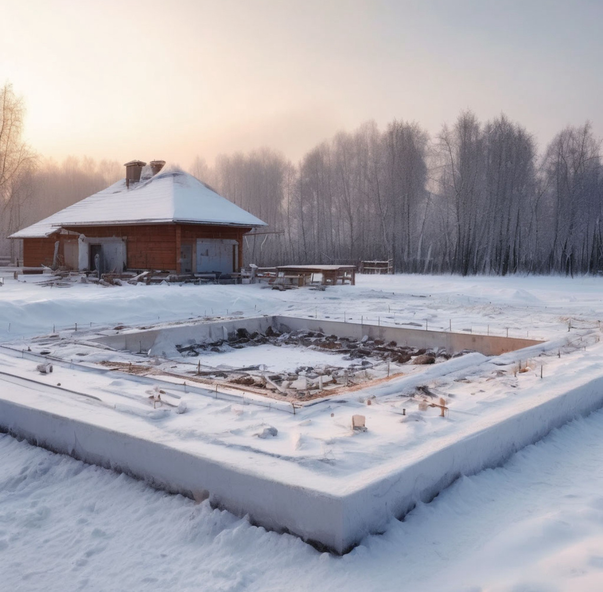 Фундамент в зимнее время