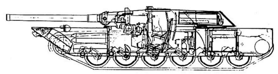 Проект объекта 906Б. Разработка остановилась на уровне ходового макета.