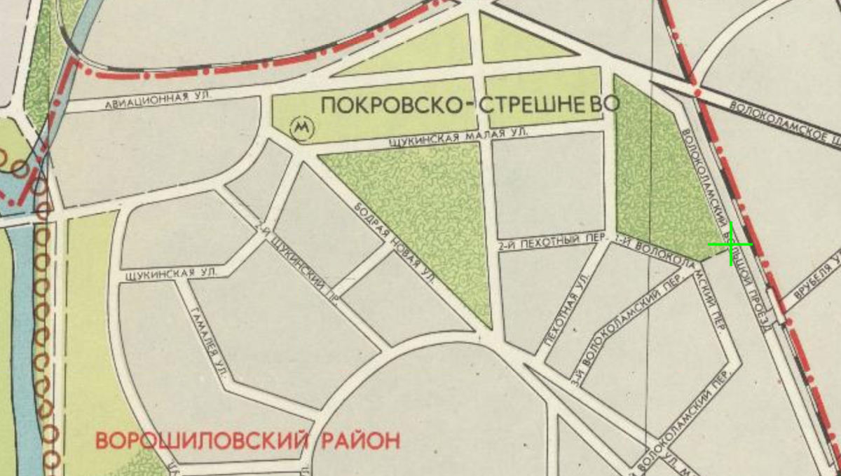 Новая Бодрая улица на карте Москвы 1977 года. С сайта www.retromap.ru.