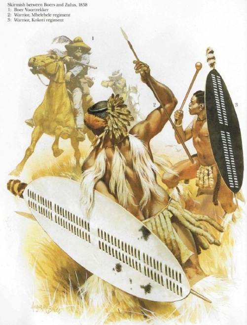 Перестрелка между бурами и зулусами, 1838 год. Источник: Osprey Publishing Ltd.