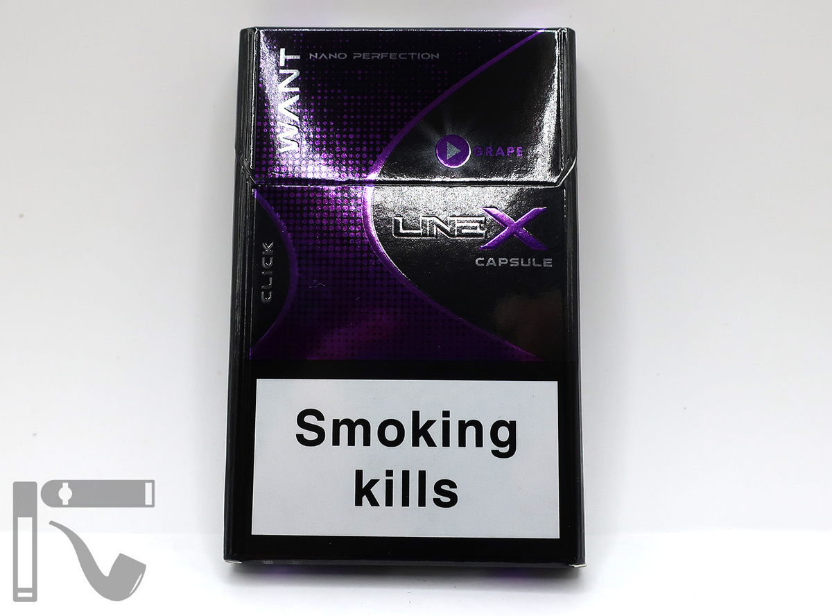 Сигареты Want Line X Click Grape. Фото: © канал "Уголок Курильщика"