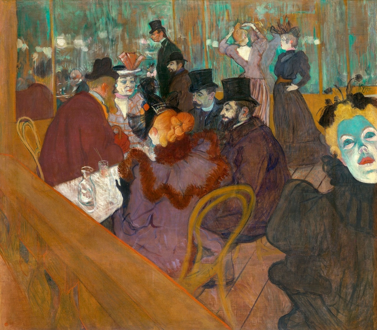 At the Moulin Rouge (ca. 1892–1895) painting in high resolution by Henri de Toulouse–Lautrec. Original from The Art Institute of Chicago. Digitally enhanced by rawpixel.