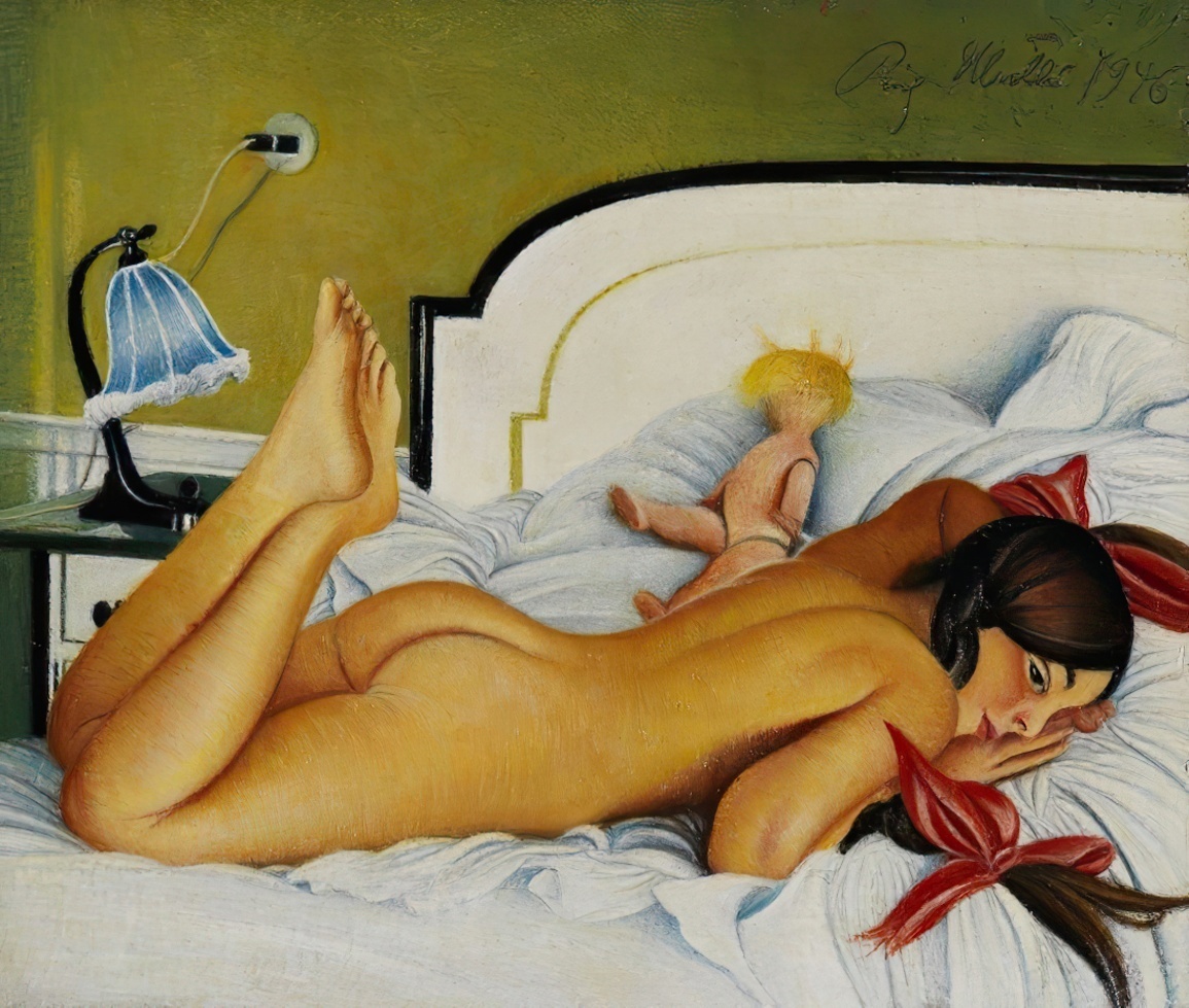 Картина художника Рихарда Мюллера / Richard Müller под названием " Девушка с куклой "