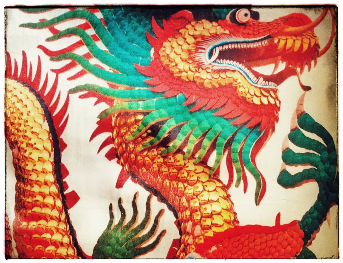 Дракон-рисунок на кухонной подушке, которая лежала на стуле. Мне он очень понравился