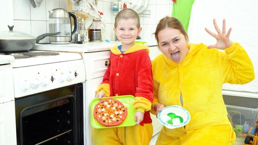 A child learns to cook pizza and deliver it to the apartment