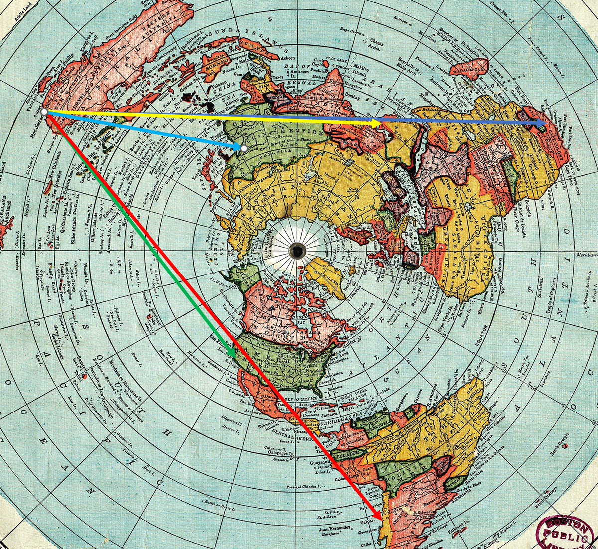Карта плоской Земли. Из открытых источников.