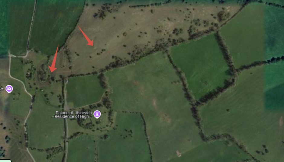 Как найти? Физический адрес - Rathnew, Loughnavalley, Co. Westmeath, N91 R6C9, Ирландия. На гугл картах искать нужно по соседнему памятнику The Hill of Uisneach. Лугово озеро и могила Луга показаны стрелками.