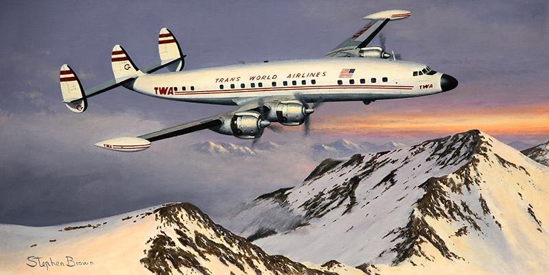Рекламный постер авиакомпании TWA с Lockheed Constellation
