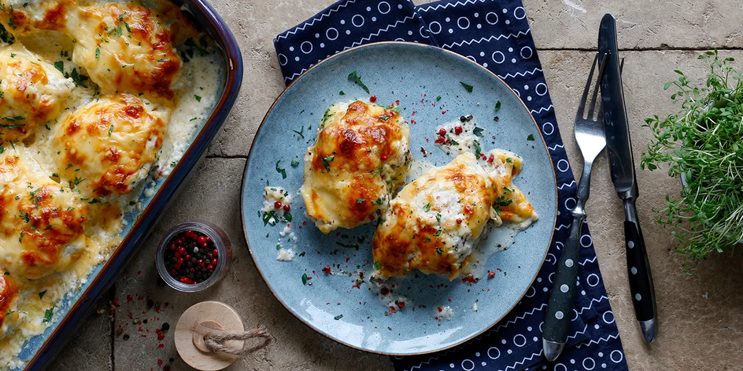 Курица с картошкой, чесноком и сыром для всей семьи