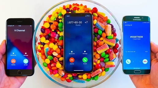 My iPhones & Samsung Galaxy drowned in Skittles candies incoming call