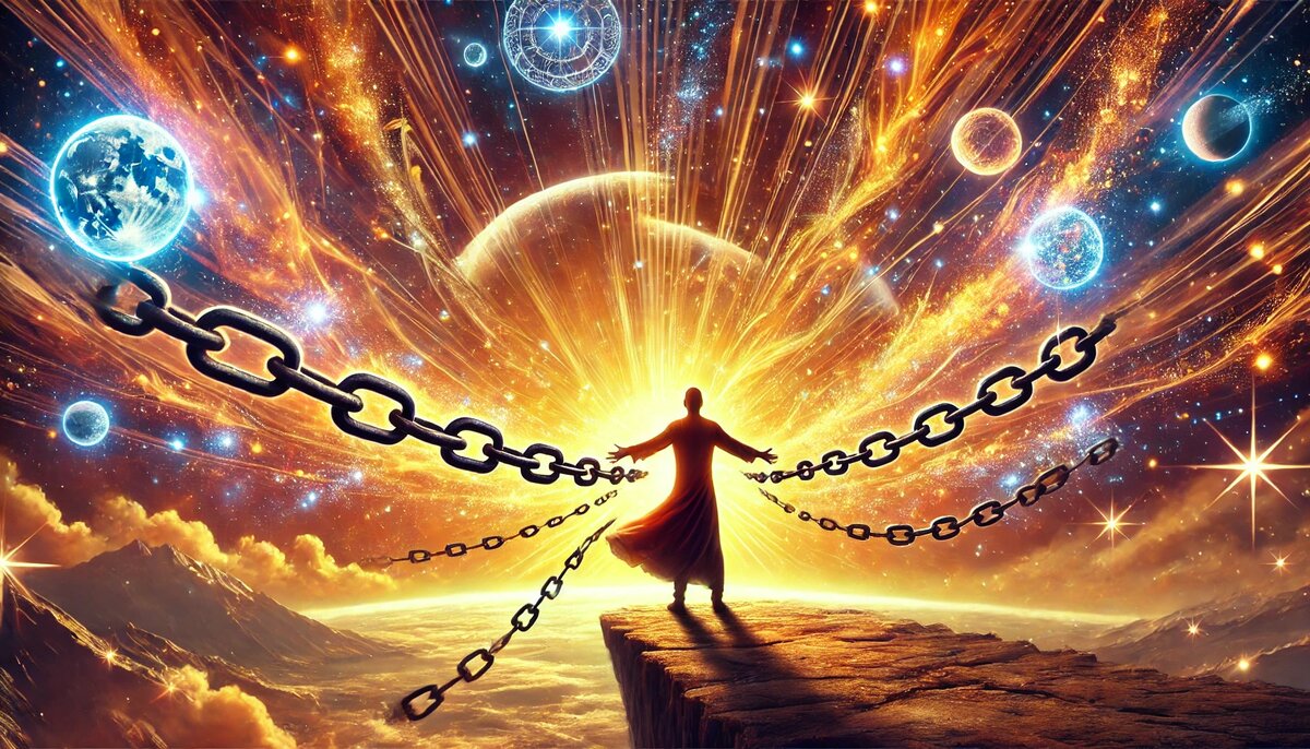 Свобода начинается с осознания того, что кармические цепи — лишь иллюзия, и освобождение приходит к тем, кто осмелится изменить себя