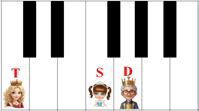 Иллюстрации жителей государства Лад из теоретического блока обучения по системе Софт Моцарт