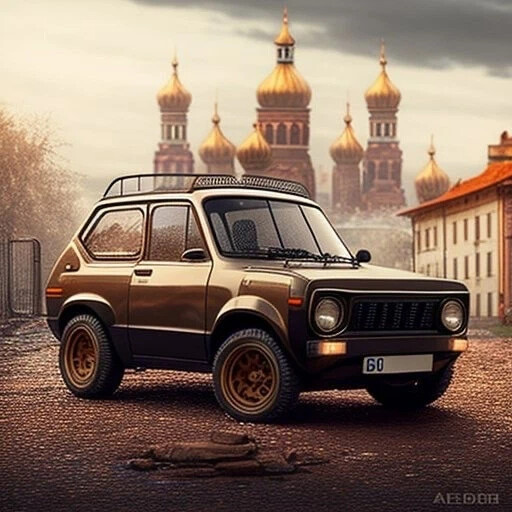"Нива в 2075 году". Нарисовано нейросетью.