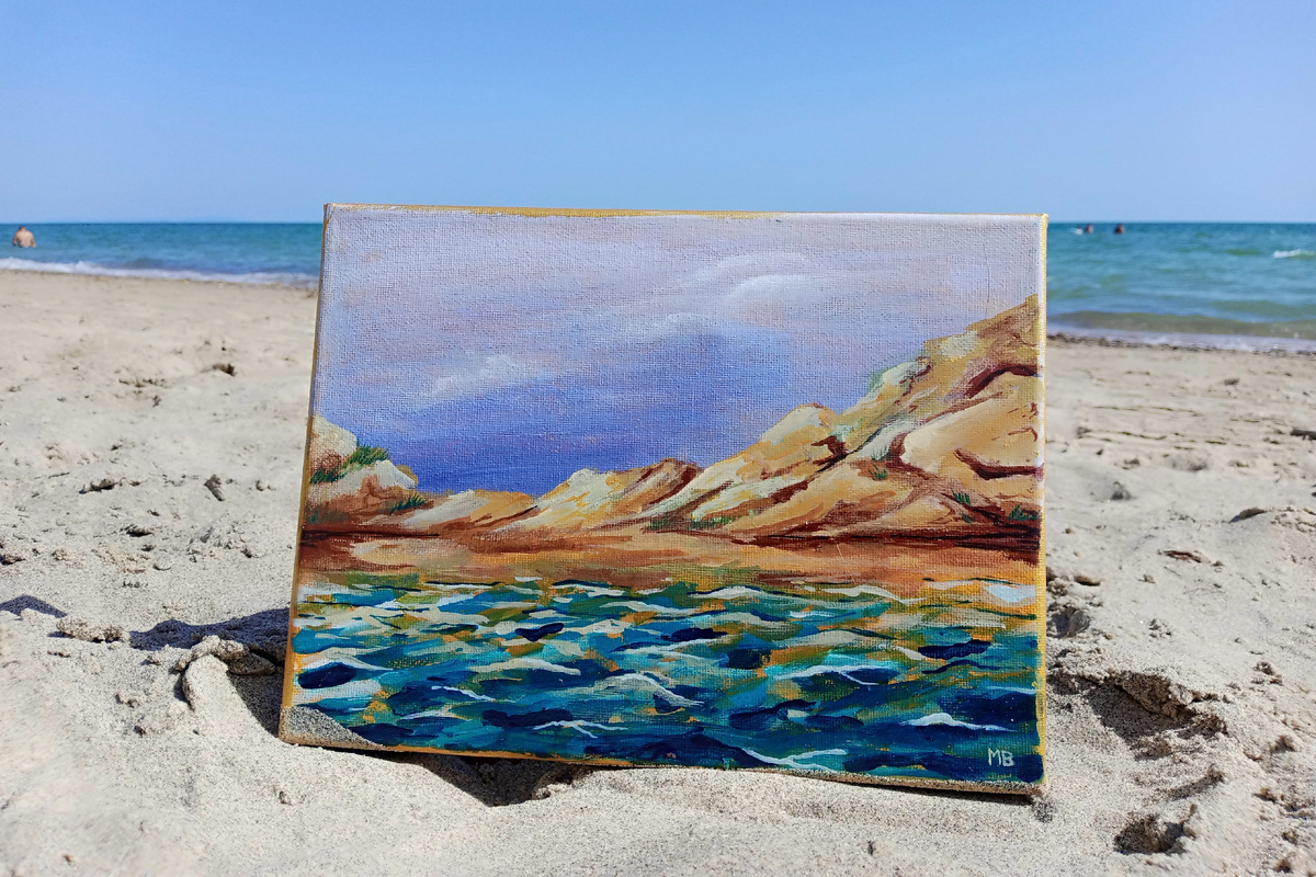 Мария Вяльшина, «Морской пейзаж №10. Веселовка», 2024 год, 24х18 см, холст, акрил.
Картина приобретена в частную коллекцию