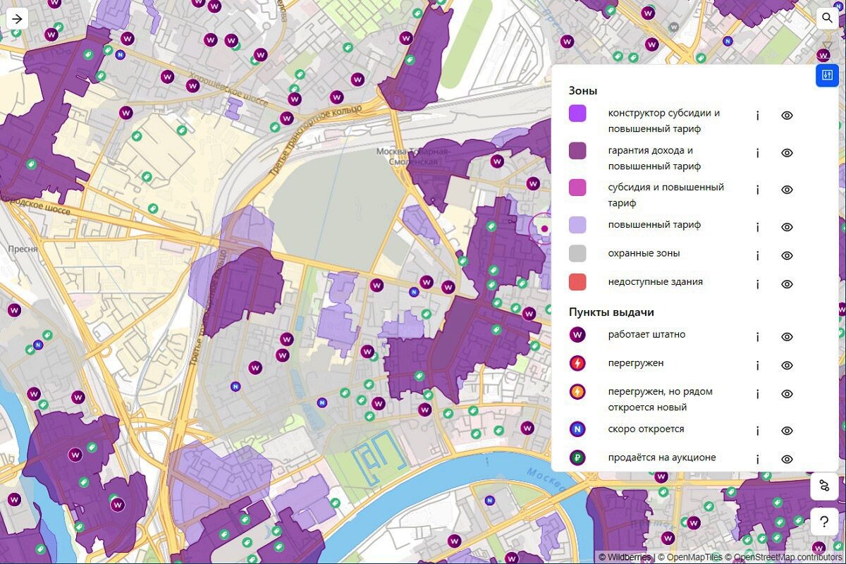 В темно-фиолетовых зонах самые выгодные условия. Источник: pvz-stat-map.wildberries.ru📷
