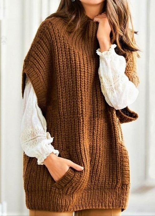 Вязаные жилеты одна из актуальных и необходимых деталей в женском гардеробе Вязание для Вас