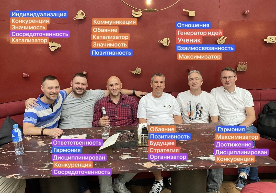 На фото: владельцы компаний из сферы продажи автозапчастей сети Авто Моё, Elysionclub, лидер общественной организации и экс-коммерческий руководитель PepsiCo в Москве. 
У всех свои таланты, свой стиль достижения побед и преодоления трудностей.