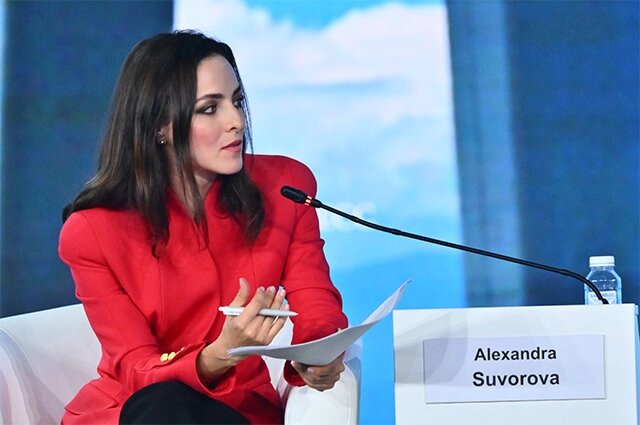    5 сентября 2024. Телеведущая «Россия 24» Александра Суворова на пленарной сессии Восточного экономического форума. Фото:  РИА Новости/ Кристина Кормилицына