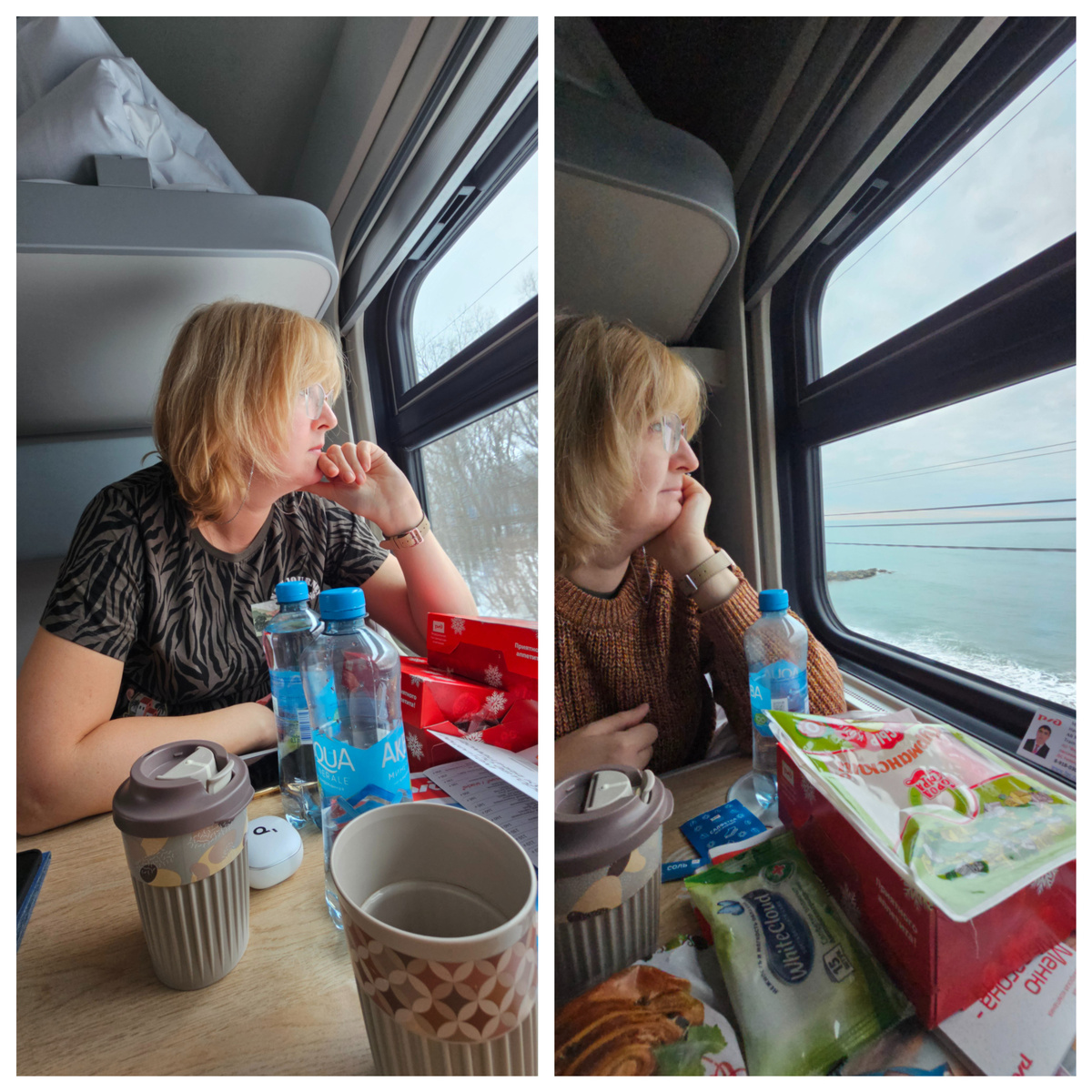 Лицо при виде снега и при виде моря)))