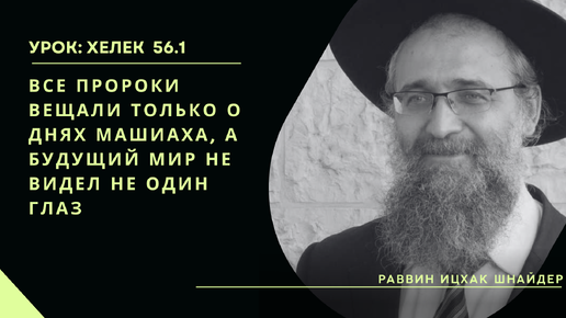 Все пророки вещали только о днях Машиаха, а Будущий мир не видел не один глаз