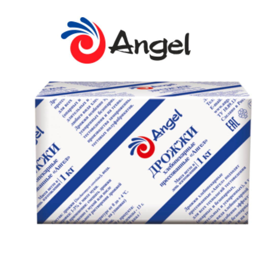 Прессованные дрожжи Angel произведены  путем накопления отборной культуры дрожжей. Содержит влаги- 70%, не содержат ГМО.  Предназначены для всех видов тестоведения при производстве хлеба и хлебобулочных изделий. Содержание сахара более 7% к массе муки. Идеально подходят для приготовления высокорецептурный сдобы. Обладают высокой подъемной силой. Адаптированы для технологии замораживания тестовых полуфабрикатов. Гарантируют стабильный объем готовых изделий. Придают насыщенный вкус и аромат. Дозировка 1%-3% . Срок годности 45 суток. Расфасовка: картонная коробка массой 10кг ( 10 брикетов по 1 кг).    angelyeastrus.bel@mail.ru    +375-33-628-53-08